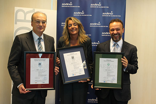 Sodexo recibe tres certificados de AENOR